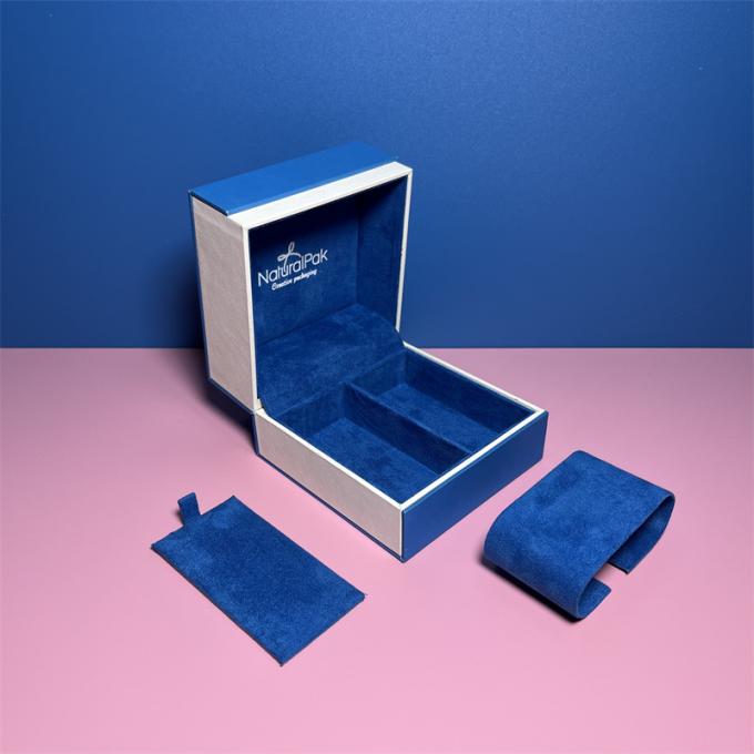 Caja de empaquetado Ring Earring Pendant Necklace del reloj de encargo directo de Logo Blue Color Luxury Plastic de la fábrica