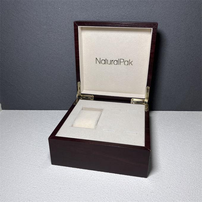 Caja de empaquetado de papel de madera roja de lujo de encargo para el regalo del sistema del reloj del reloj