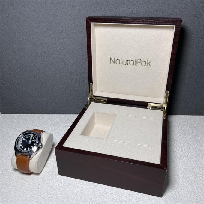 Caja de empaquetado de papel de madera roja de lujo de encargo para el regalo del sistema del reloj del reloj