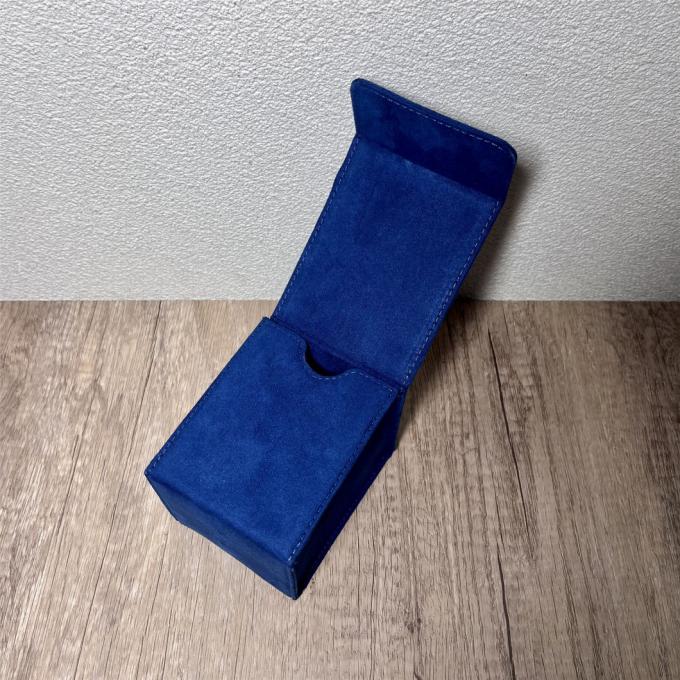 Exhibición de lujo del reloj del ante azul especial 3