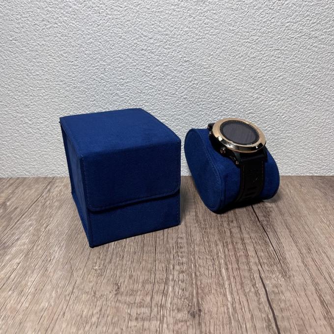 Exhibición de lujo del reloj del ante azul especial 6