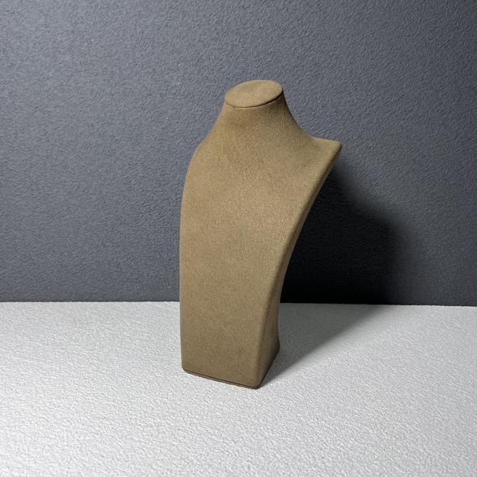 La joyería de la exhibición del soporte del pequeño tenedor del medio del collar de la microfibra del terciopelo de Brown coloca al organizador Displays de la joyería del busto del maniquí para las demostraciones del acontecimiento de la tienda