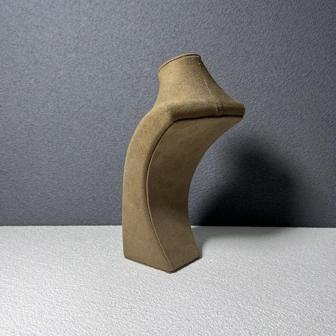 La joyería de la exhibición del soporte del pequeño tenedor del medio del collar de la microfibra del terciopelo de Brown coloca al organizador Displays de la joyería del busto del maniquí para las demostraciones del acontecimiento de la tienda