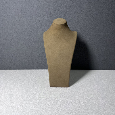 Busto medio del maniquí de la joyería del soporte del tenedor del collar de la microfibra del terciopelo de Brown pequeño