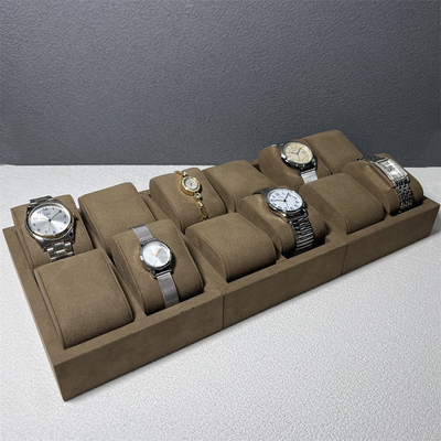 El reloj de lujo de la microfibra de la ranura del color 12 del café exhibe al organizador del reloj de la joyería