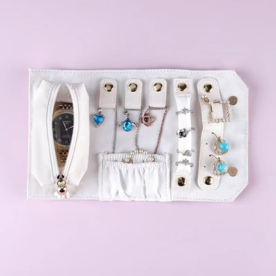 La PU Ring Earring Travel Jewelry Organizer rueda para arriba al organizador For Women del collar