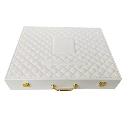 caja de almacenamiento blanca de empaquetado cosmética de lujo del maquillaje de la PU de las cajas de 250*180*73m m con la cerradura