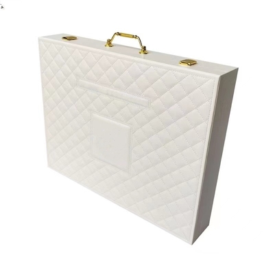 caja de almacenamiento blanca de empaquetado cosmética de lujo del maquillaje de la PU de las cajas de 250*180*73m m con la cerradura