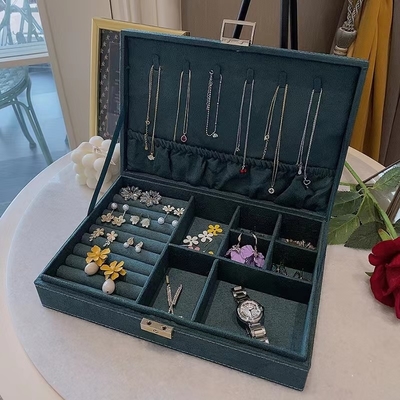 La caja de lujo de la joyería del viaje del ante azul de Morandi modificó al organizador de la joyería para requisitos particulares del viaje del tamaño