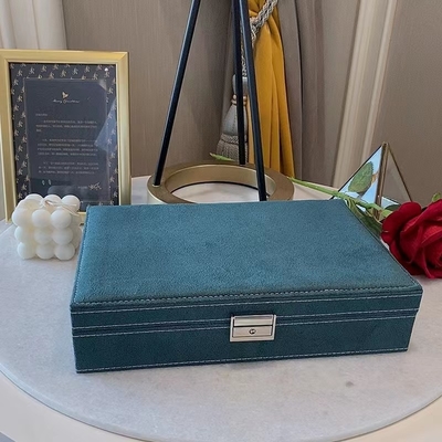 La caja de lujo de la joyería del viaje del ante azul de Morandi modificó al organizador de la joyería para requisitos particulares del viaje del tamaño