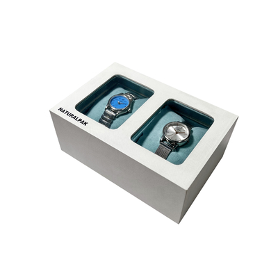 Guata de seda de empaquetado del regalo de la caja de reloj de la PU dentro de la caja de reloj superficial de cuero con la almohada