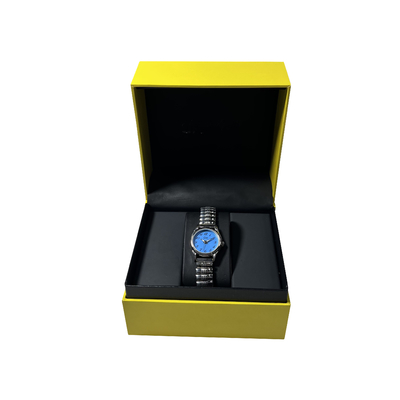 Caja de empaquetado del solo de reloj reloj de encargo de lujo negro amarillo de la caja con el ajuste