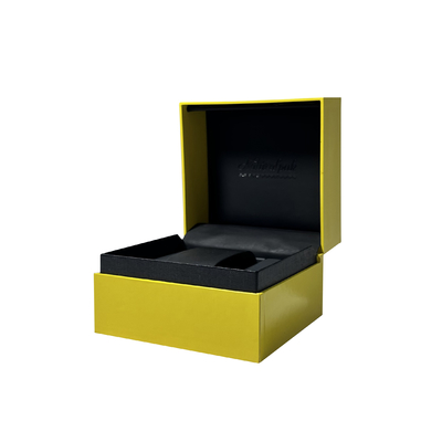 Caja de empaquetado del solo de reloj reloj de encargo de lujo negro amarillo de la caja con el ajuste