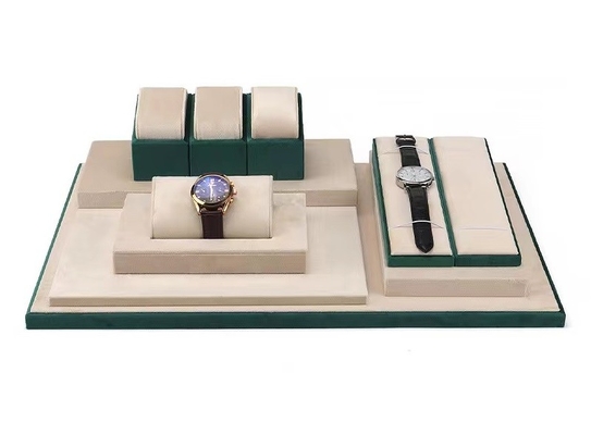 Reloj poner crema verde Tray With Roll Pillow del terciopelo del color del contraste