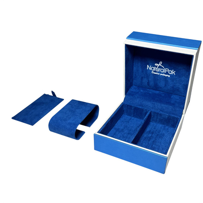 Joyero de empaquetado de la caja de Sapphire Blue Plastic Luxury Watch para los collares y los pendientes