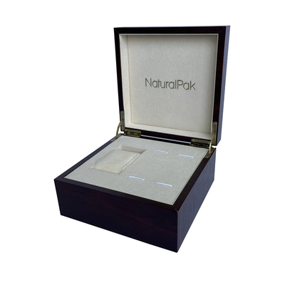 Metal plateado de empaquetado de papel de madera rojo de encargo Logo Watch Set Box de la caja de vino