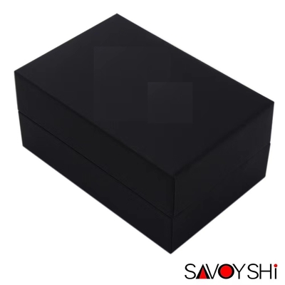 Cajas negras de la mancuerna de las cajas de embalaje de los regalos de la piel sintética que empaquetan con el elástico