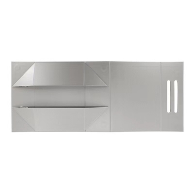Caja de regalo de plata de la cartulina del OEM de Grey Luxury Folding Gift Boxes pequeña con la tira larga