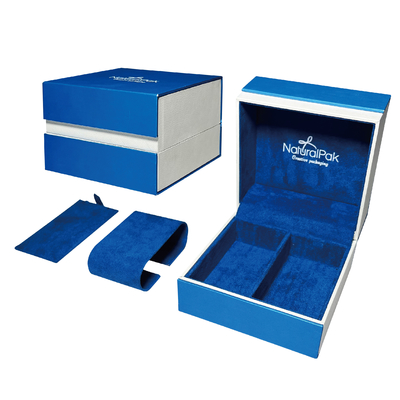 Joyero de empaquetado de la caja de Sapphire Blue Plastic Luxury Watch para los collares y los pendientes