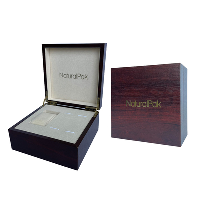 Metal plateado de empaquetado de papel de madera rojo de encargo Logo Watch Set Box de la caja de vino