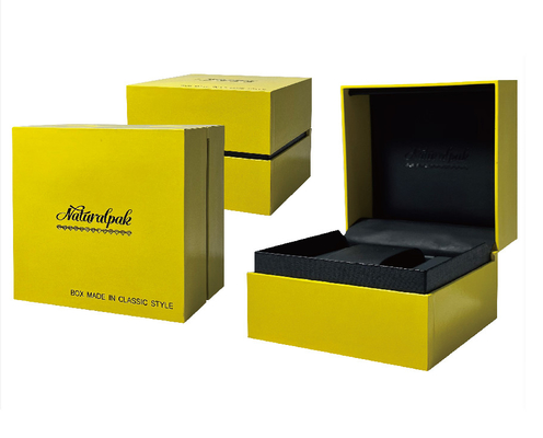 Caja de empaquetado del solo de reloj reloj de encargo de lujo negro amarillo de la caja con el ajuste