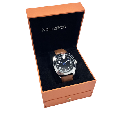 Cajas de empaquetado de reloj de pulsera de lujo con cajón / botón dorado