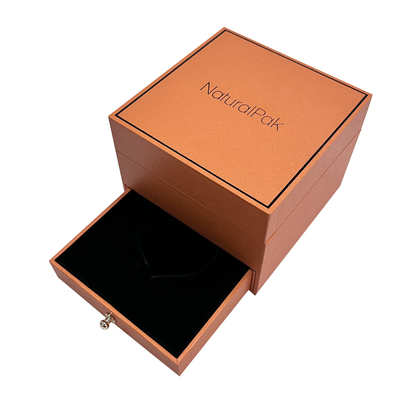 Cajas de empaquetado de reloj de pulsera de lujo con cajón / botón dorado