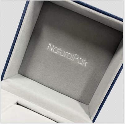 Caja de empaquetado Grey Velvet Inside de la PU H del ROLLO del reloj AZUL DE LUJO del amortiguador