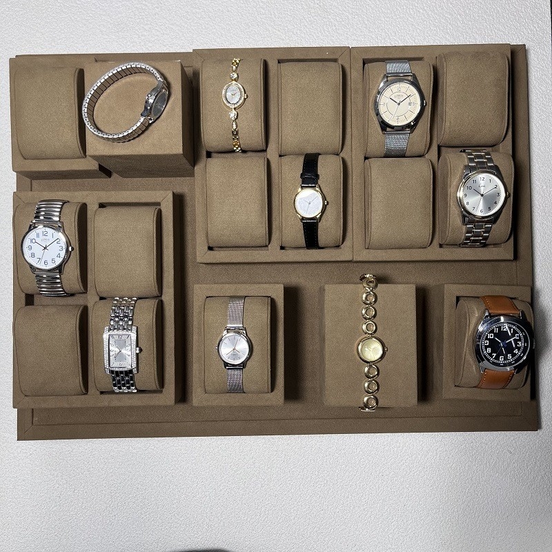 Caja de madera del sistema del reloj del reloj del color del café del rectángulo de lujo de la exhibición