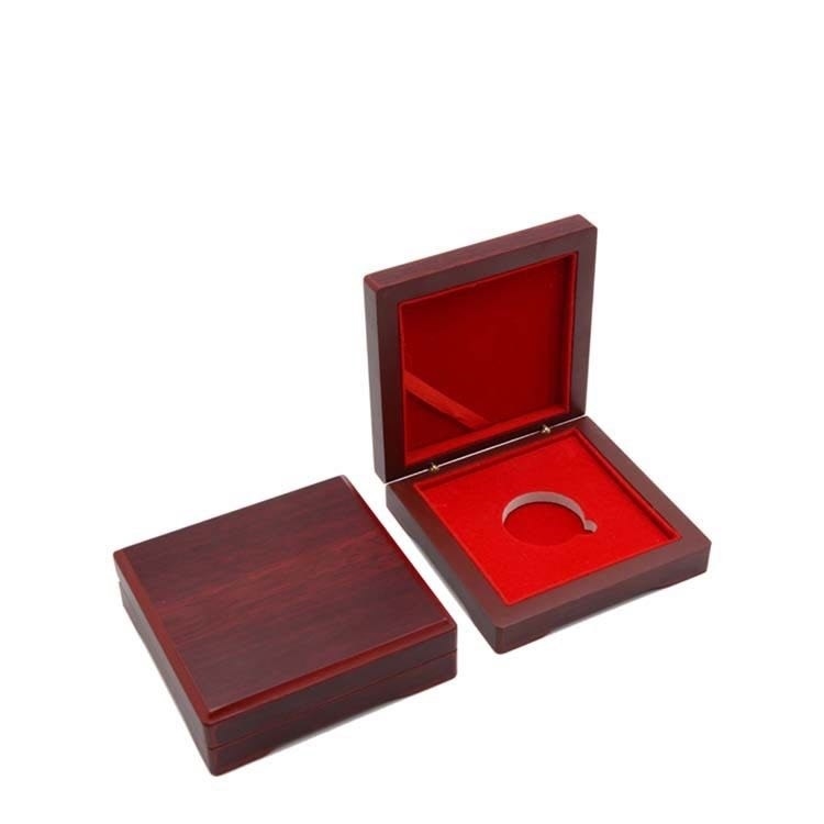 Caja conmemorativa de la colección de moneda del papel de la piel sintética del MDF de las cajas de moneda de ROHS 100*100*30m m