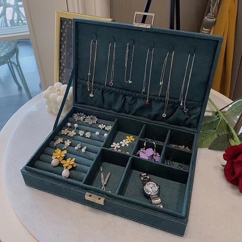 La caja de lujo de la joyería del viaje del ante azul de Morandi modificó al organizador de la joyería para requisitos particulares del viaje del tamaño
